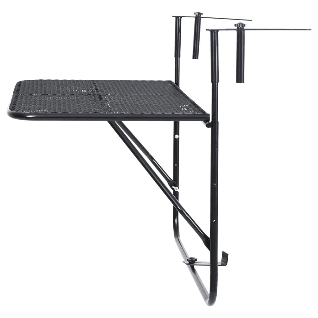 Table balcon accroché rambarde 60x40 cm acier noir réglable – table appoint terrasse industrielle