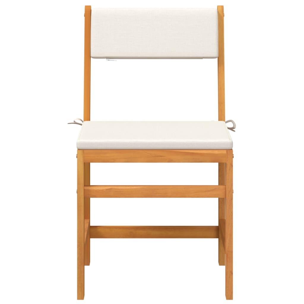 Salon balcon 3 pièces acacia massif coussins crème – ensemble jardin bois naturel 2 chaises table