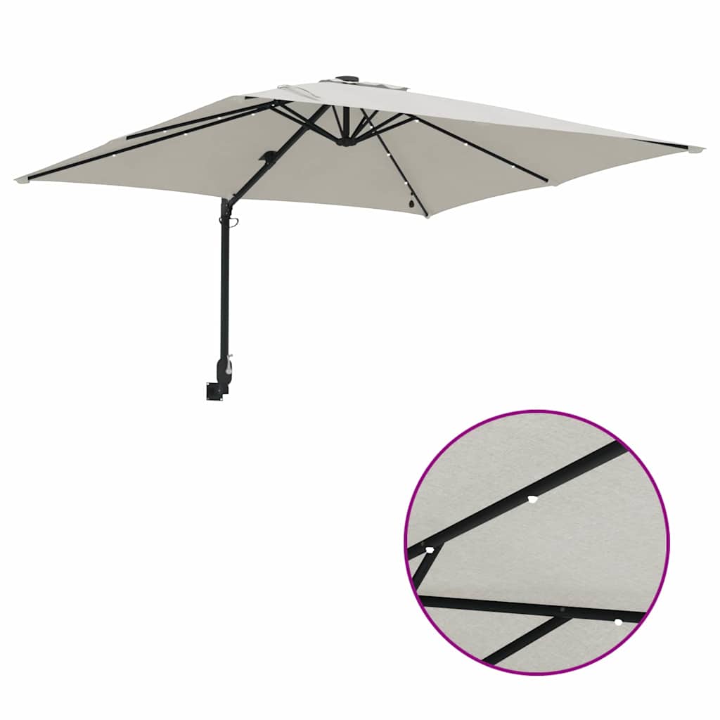 Parasol de jardin sable 248.5 cm inclinable – grand parasol terrasse polyester hydrofuge résistant UV