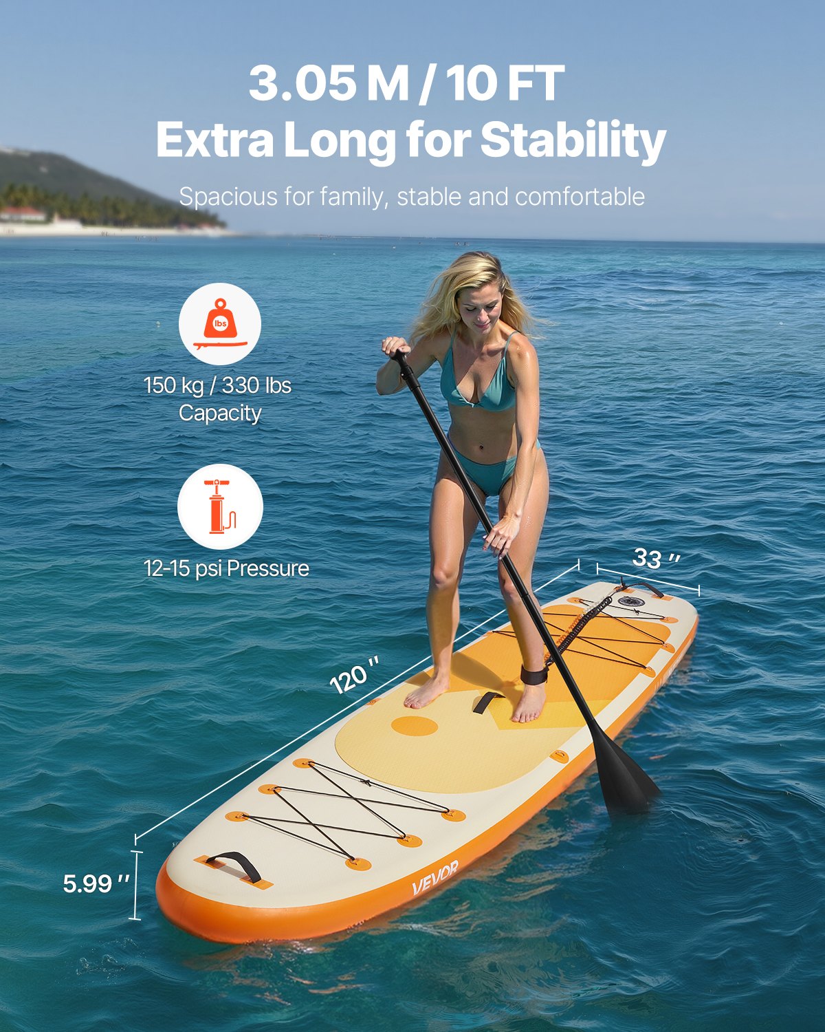 SUP gonflable 305x84x15 cm version premium — usage outdoor