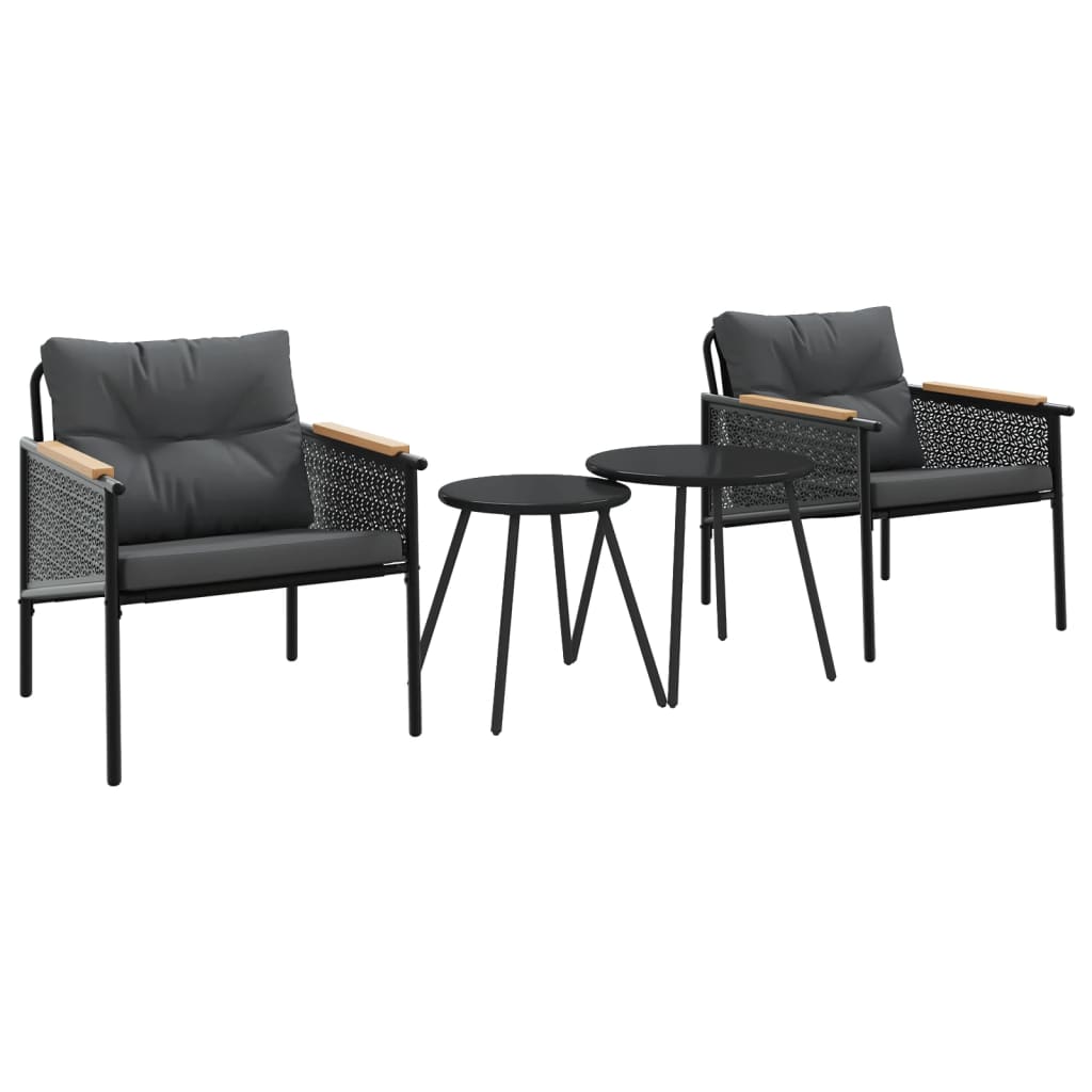 Salon de balcon 4 pièces acier anthracite coussins banc – ensemble mobilier terrasse balcon compact