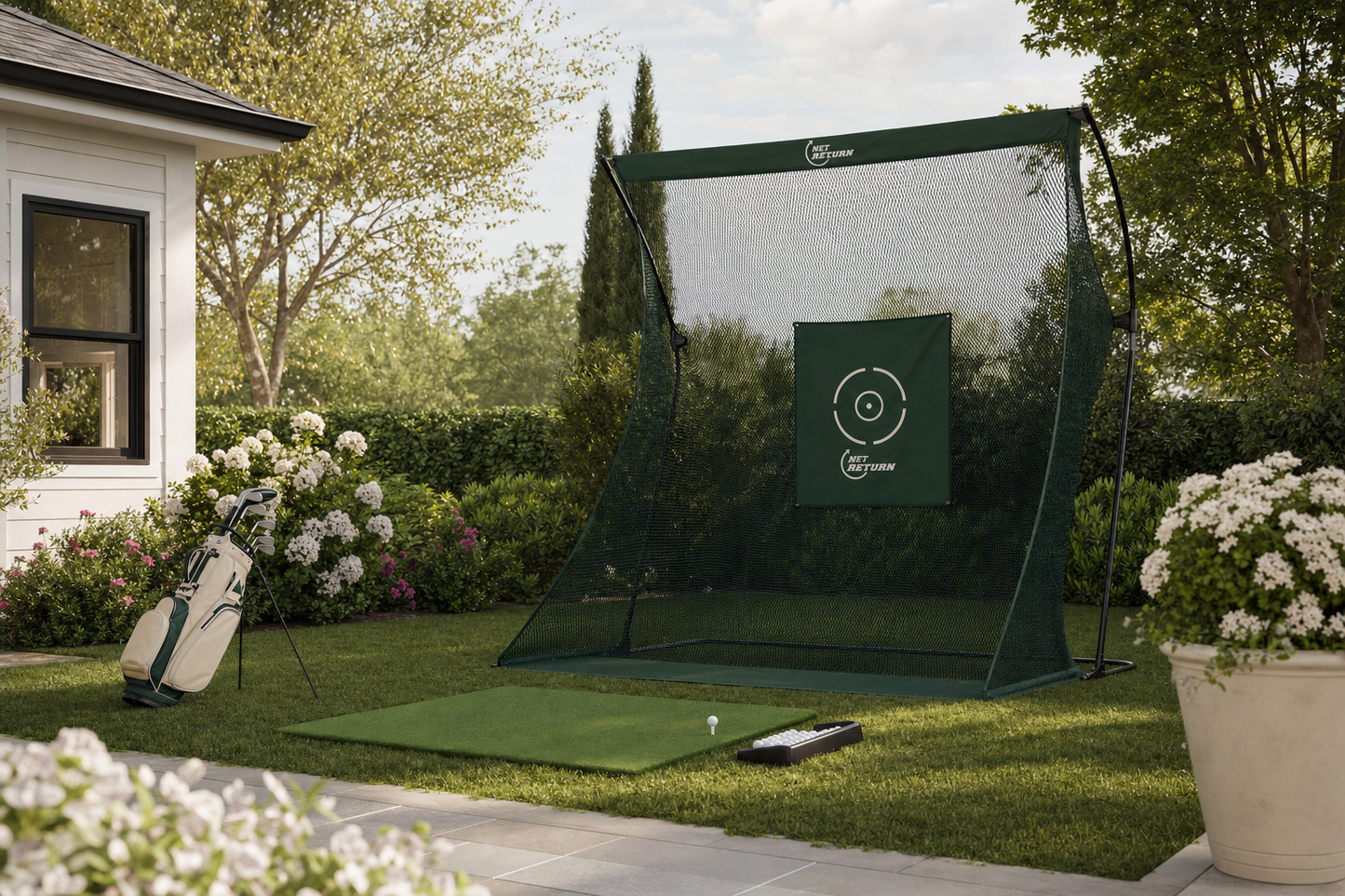 Filet practice golf 10x7ft — scène jardin
