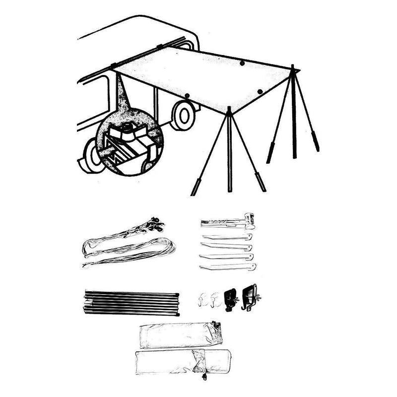 Auvent latéral voiture camping 2,8 x 1,8 m — bâche abri SUV léger 1,2 kg — détail