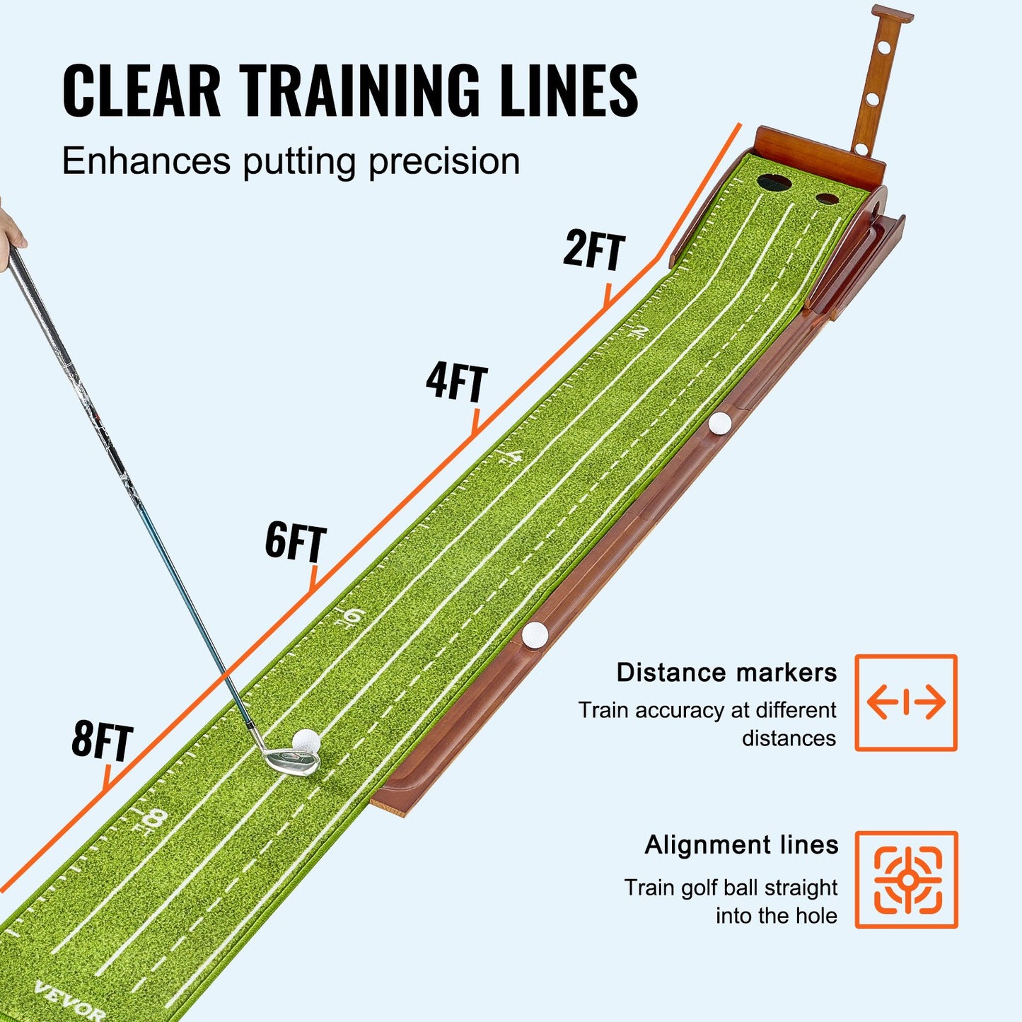 Tapis Putting Golf 2 Trous Base Bois — Entraînement Domicile — usage outdoor