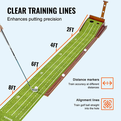 Tapis Putting Golf 2 Trous Base Bois — Entraînement Domicile — usage outdoor