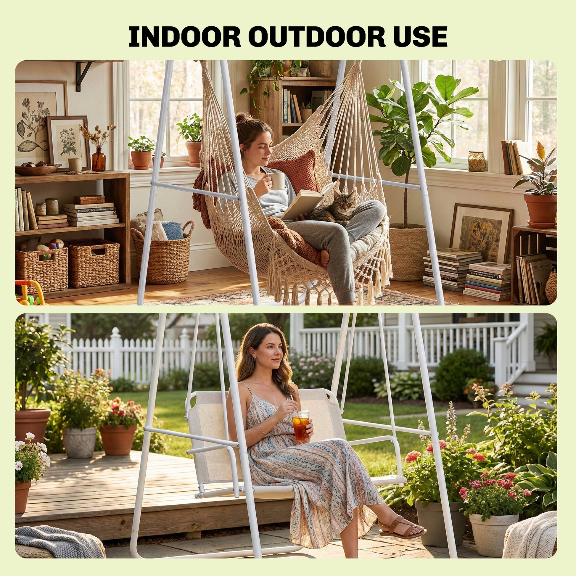 Support Chaise Hamac A-Frame Acier Blanc — Terrasse Salon EU — détail