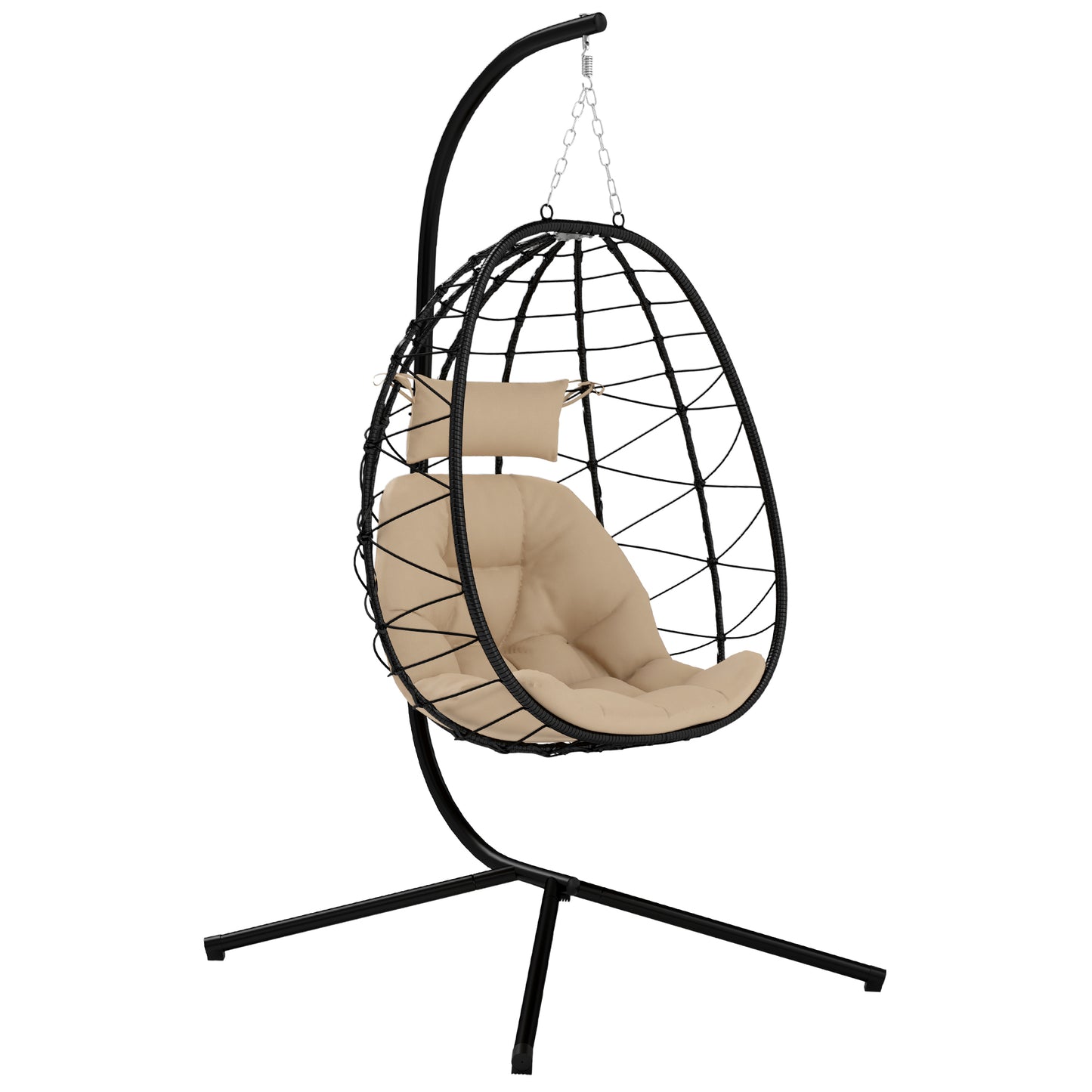 Fauteuil oeuf suspendu avec support kaki — détail
