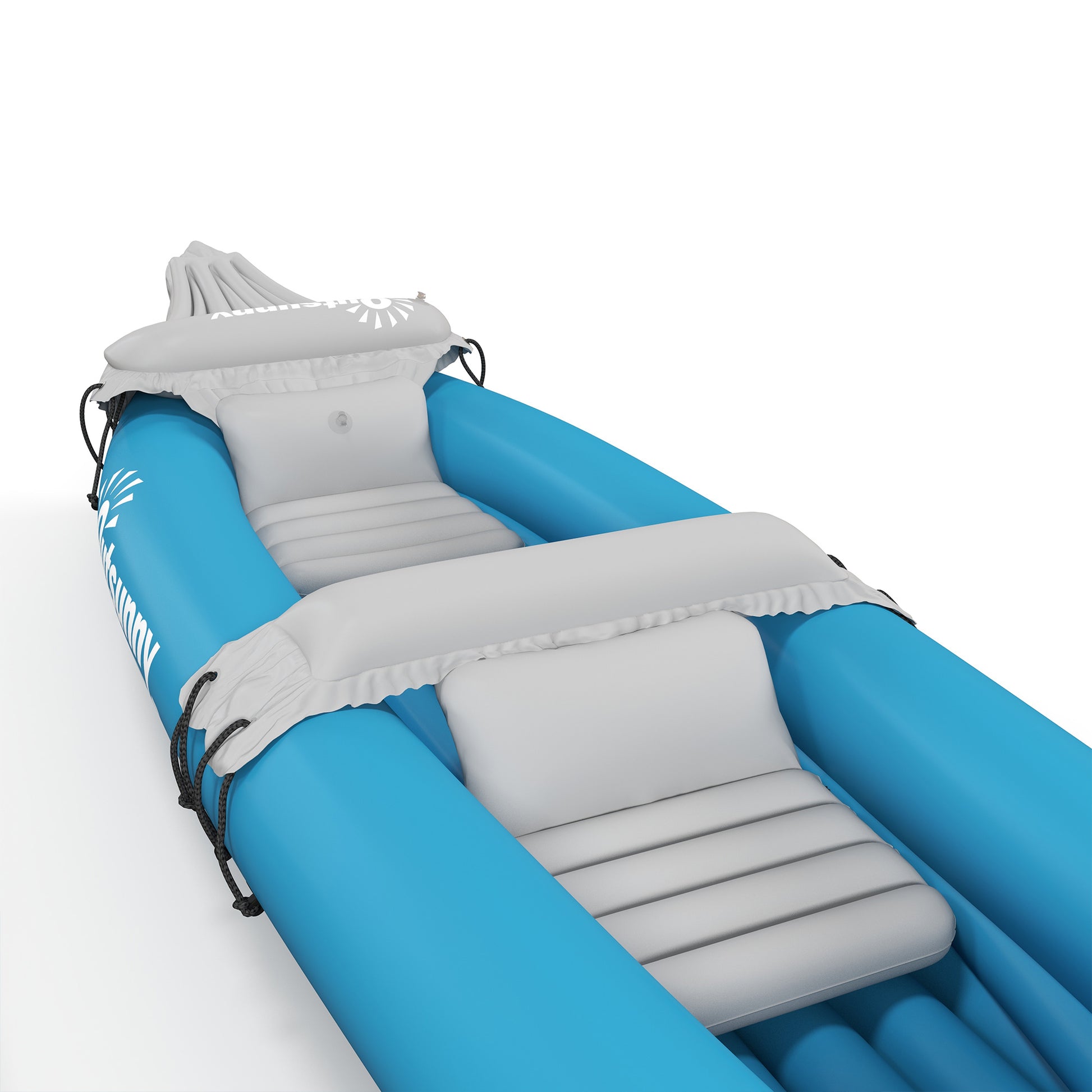 Kayak gonflable 2 personnes aluminium bleu — kit pagaies pompe transport