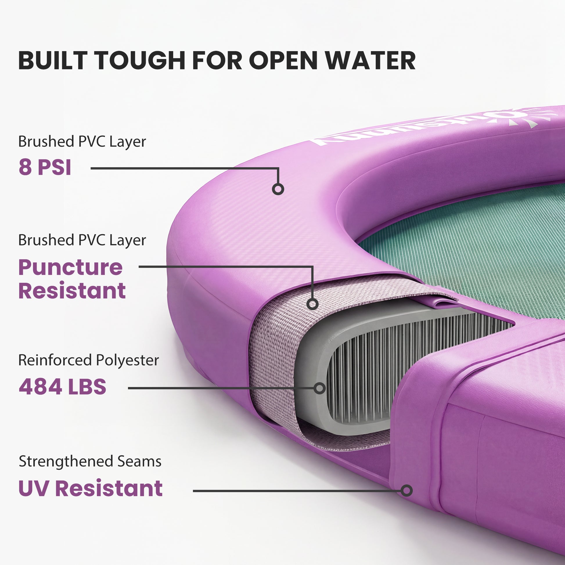 Plateforme flottante gonflable 243 cm violet — dock aquatique lac