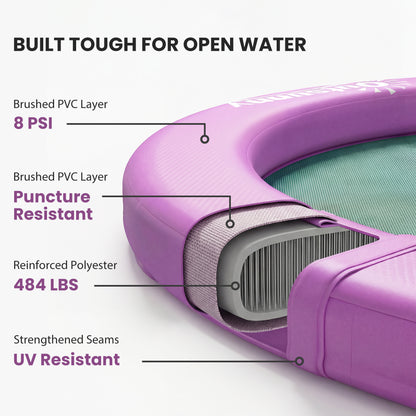 Plateforme flottante gonflable 243 cm violet — dock aquatique lac