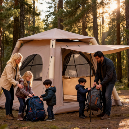 Tente camping 2-4 personnes abside double porte