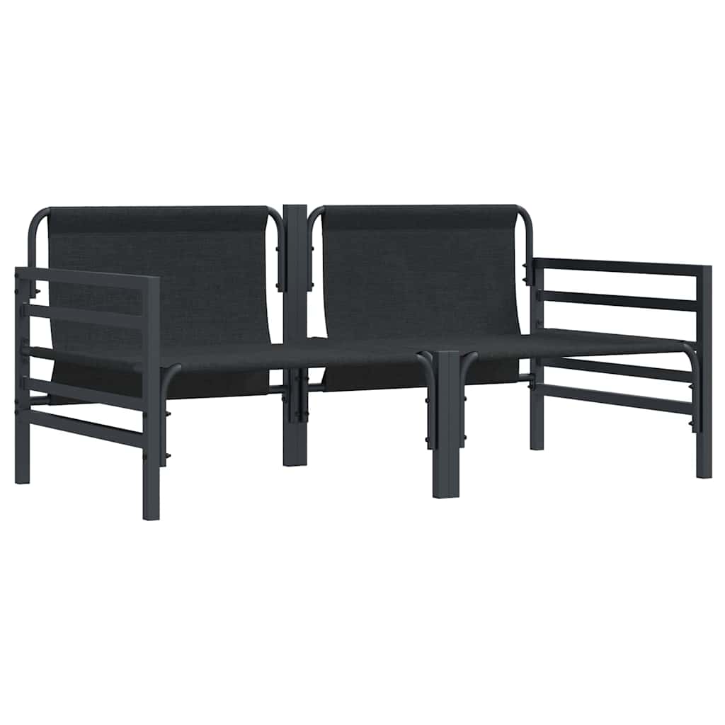 Salon balcon 4 pièces acier anthracite coussins – ensemble chaises banc table café terrasse