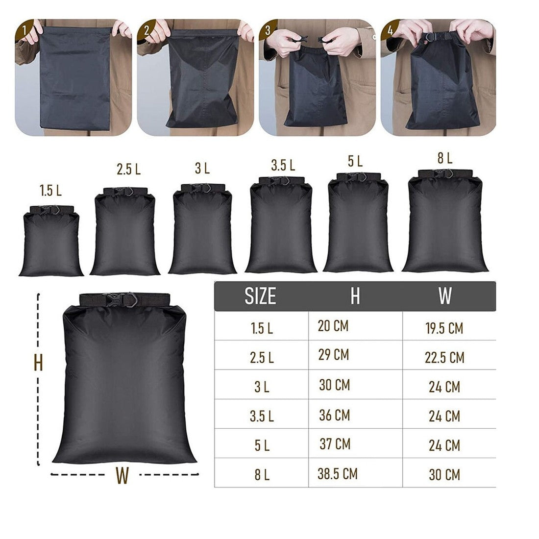 Sacs etanches set 6 pieces - dry bag waterproof compact pack - photo 3