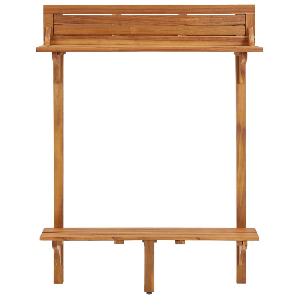 Table haute balcon acacia massif 90x37x122.5 cm – bar de terrasse fixation rambarde bois naturel