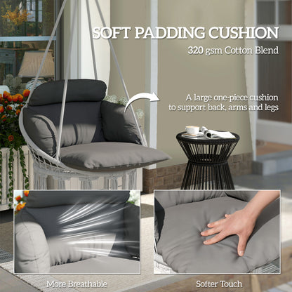 Balançoire suspendue coussin coton gris — intérieur extérieur jardin terrasse — usage outdoor