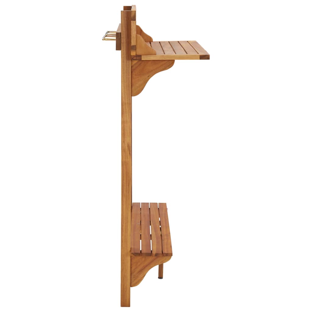 Table haute balcon acacia massif 90x37x122.5 cm – bar de terrasse fixation rambarde bois naturel