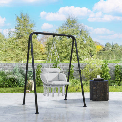 Balançoire macramé gris coussin inclus — décor naturel intérieur extérieur