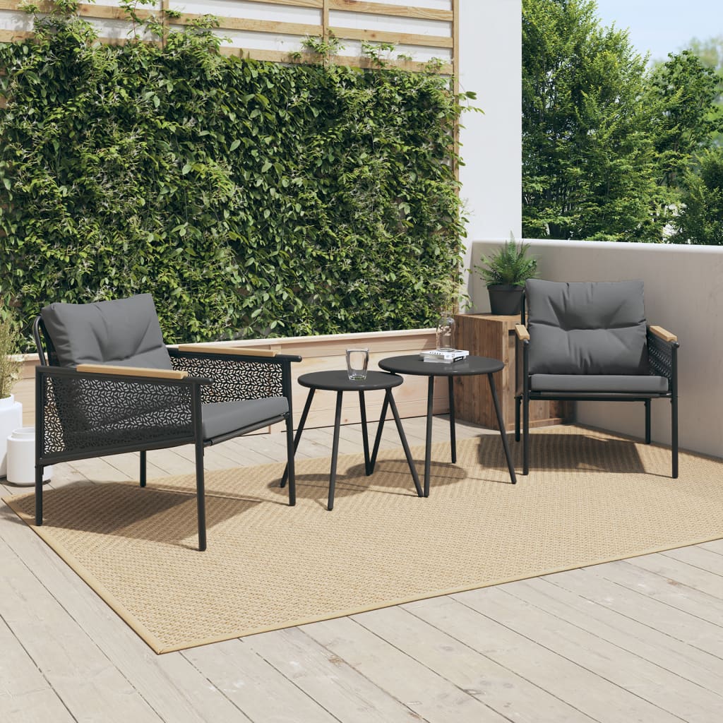 Salon de balcon 4 pièces acier anthracite coussins banc – ensemble mobilier terrasse balcon compact