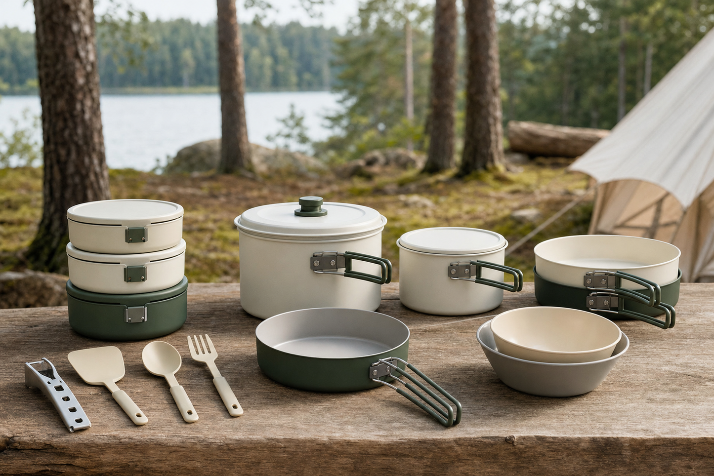 Popote camping aluminium 12 pièces
