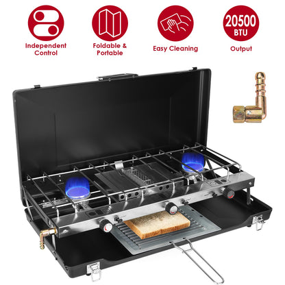 Réchaud camping propane 3 brûleurs pliable outdoor