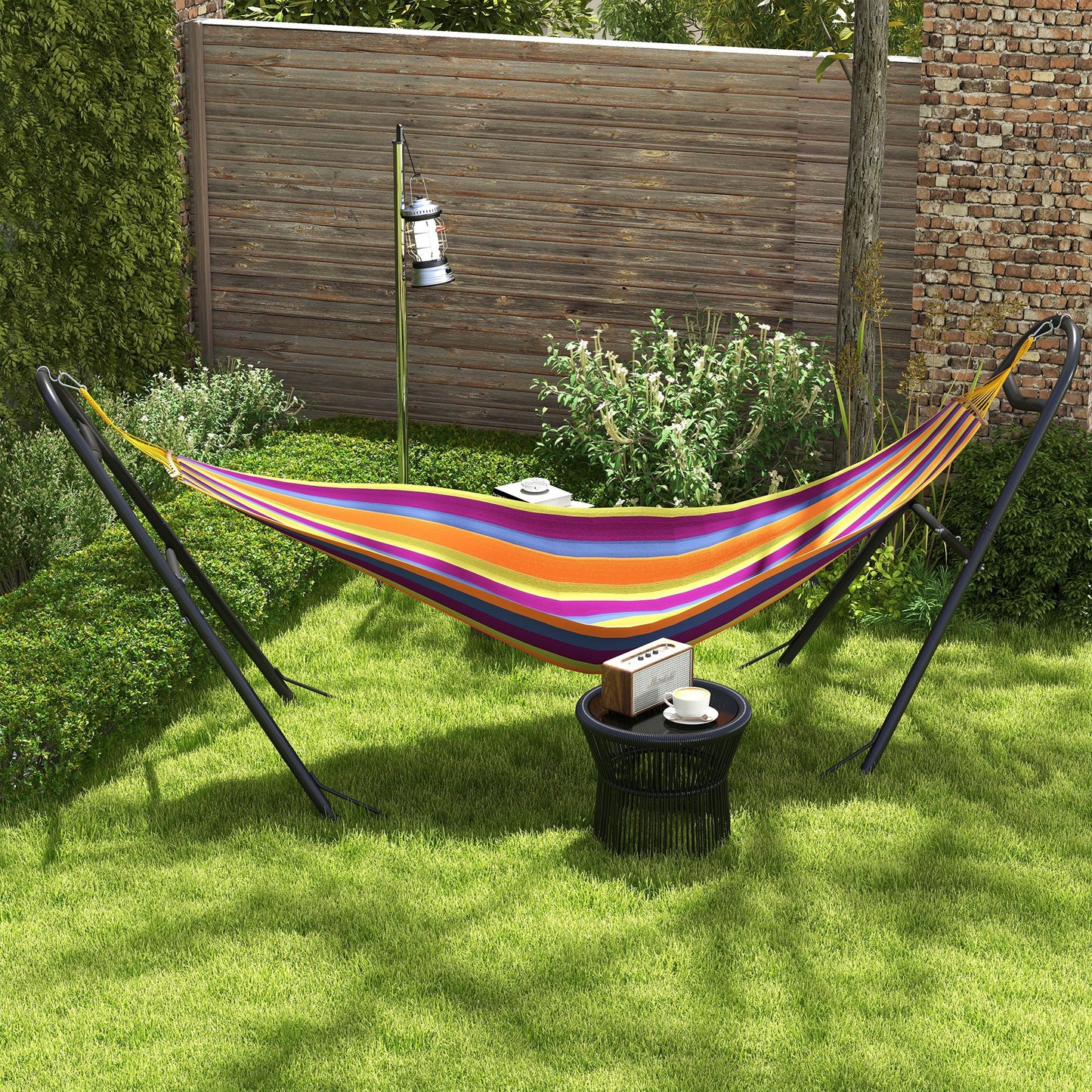 Support Hamac Portable Acier 10.3ft 550lbs Noir — Jardin EU