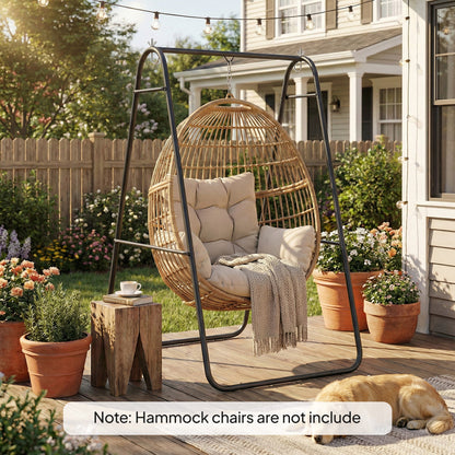 Support Chaise Hamac A-Frame Acier Noir Jardin Terrasse