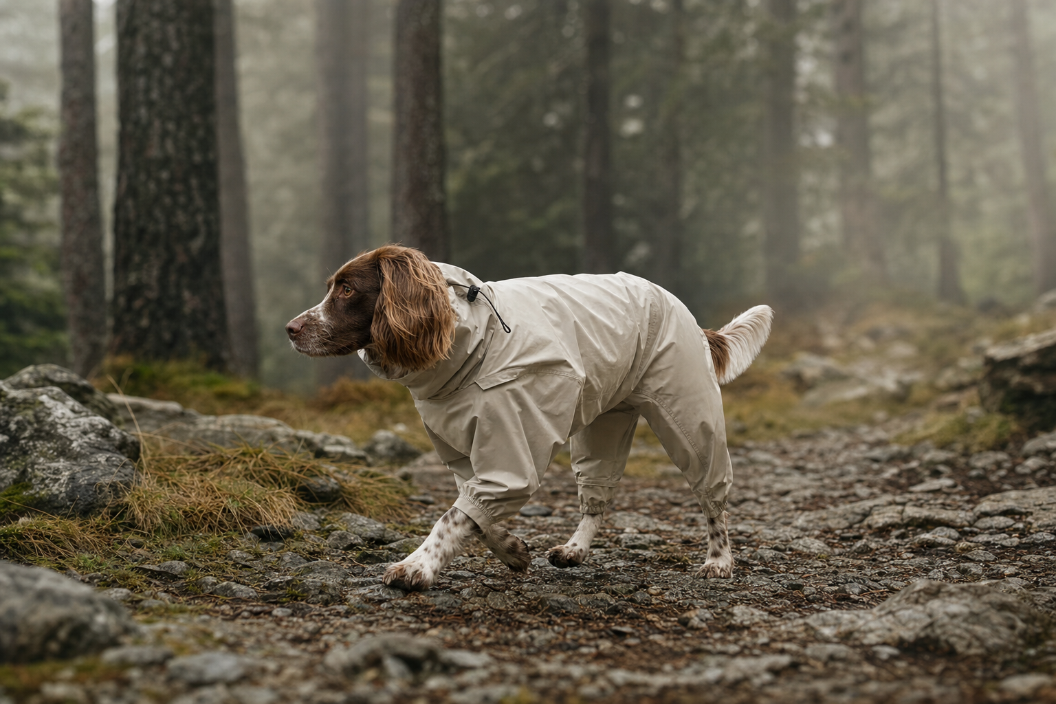 Impérméable chien 4 pattes softshell — coupe-vent pluie randonnée