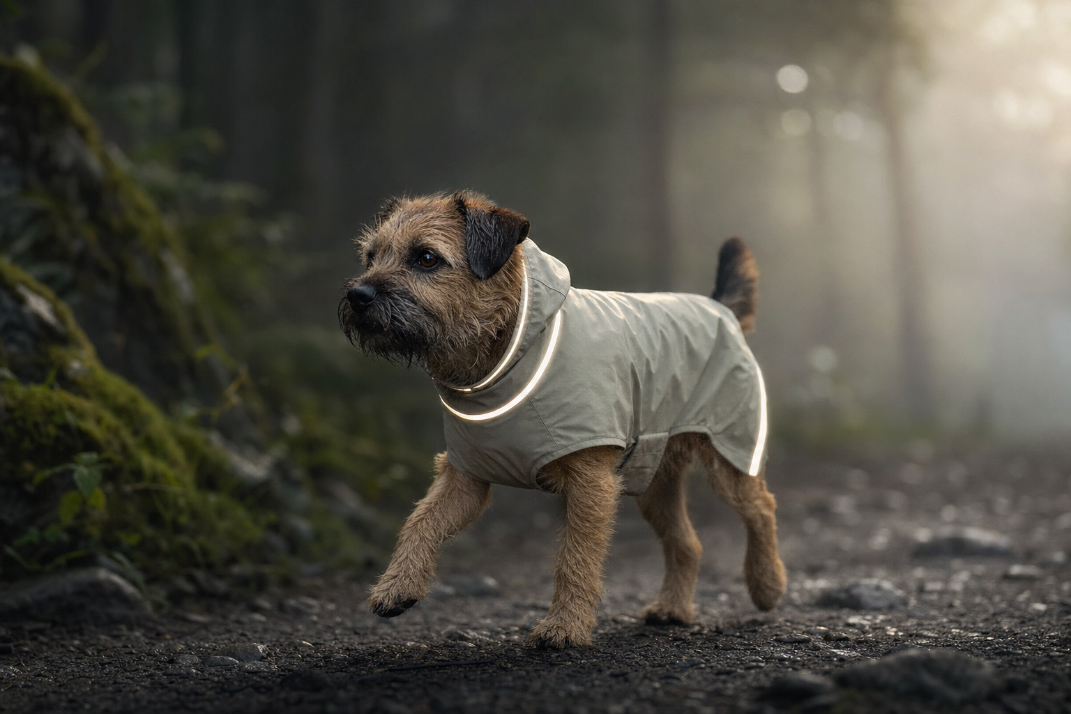 Impérméable chien réfléchissant léger — visibilité nocturne outdoor