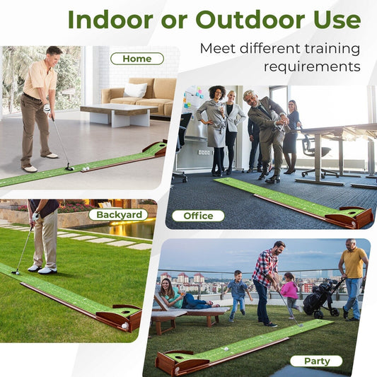 Tapis putting golf retour automatique balle indoor 3m — vue détail