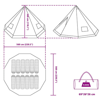 Tente tipi familiale polyester 560 x 560 cm — usage outdoor