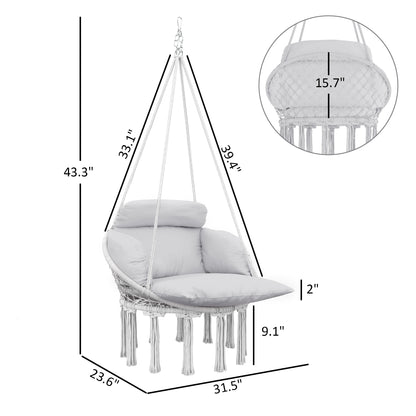 Balançoire macramé gris coussin inclus — détail