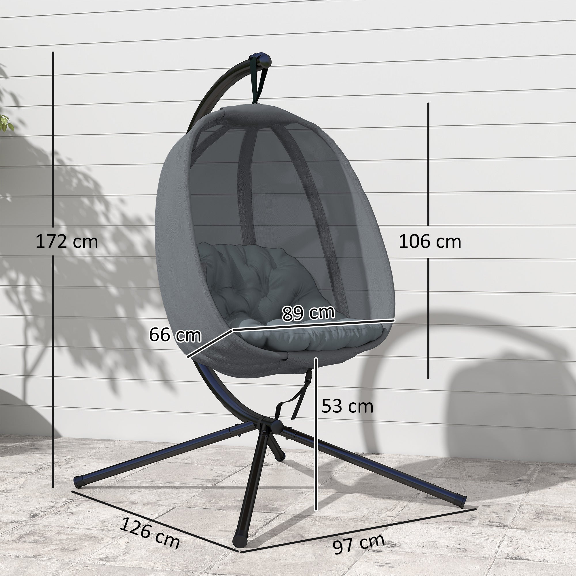 Hamac chaise suspendue gris — détail coussin