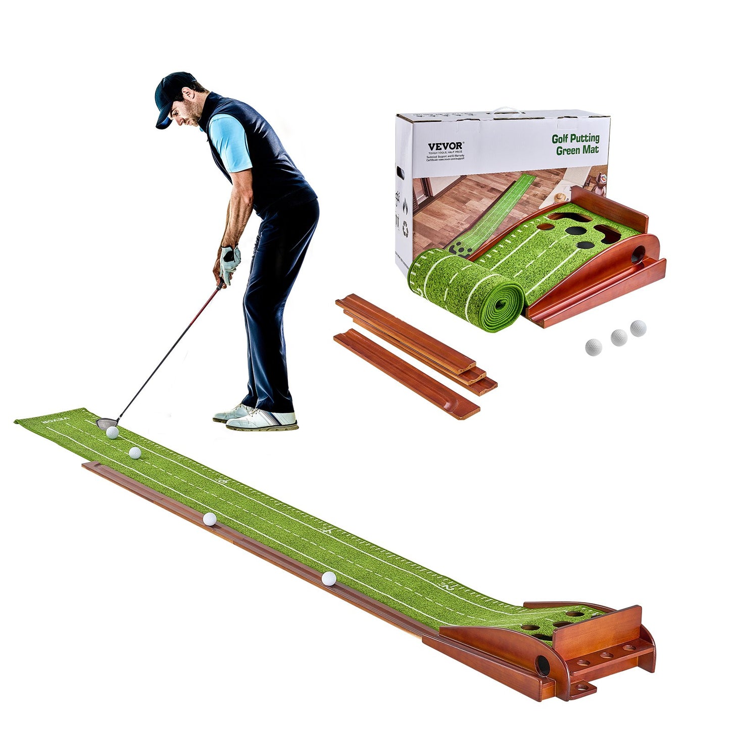 Tapis Putting Golf 5 Trous Base Bois