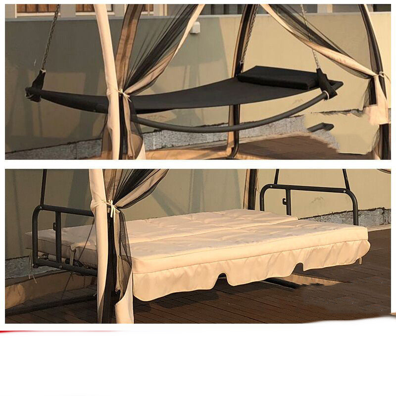 Balancelle avec toit canopy khaki — vue détail tissu