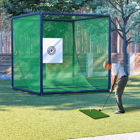 Cage filet golf 10x10x10FT structure métal noir — practice jardin