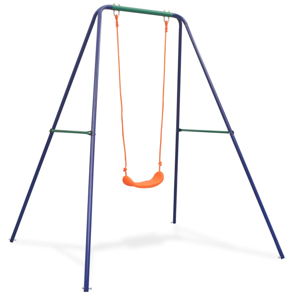 Balançoire enfant portique acier 160x147 cm – balançoire simple jardin extérieur 3-10 ans