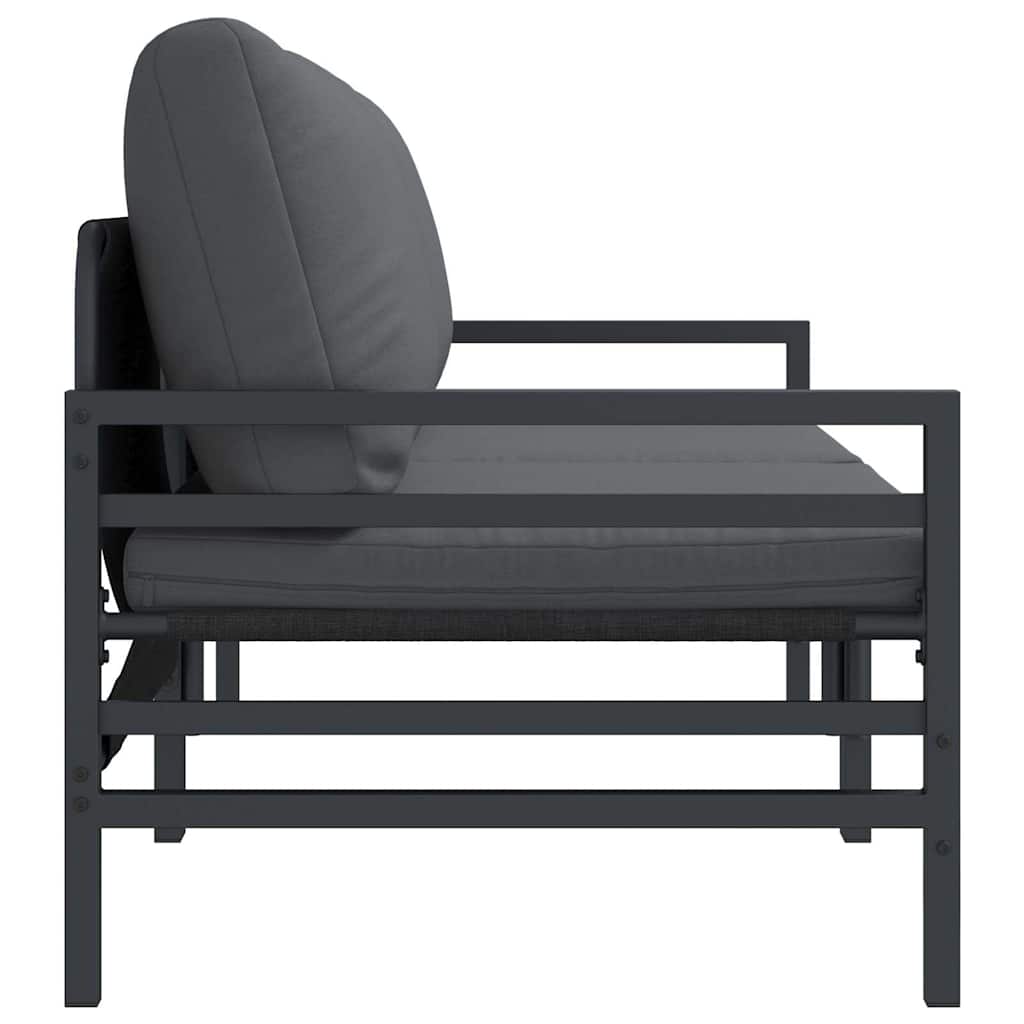 Salon balcon 4 pièces acier anthracite coussins – ensemble chaises banc table café terrasse