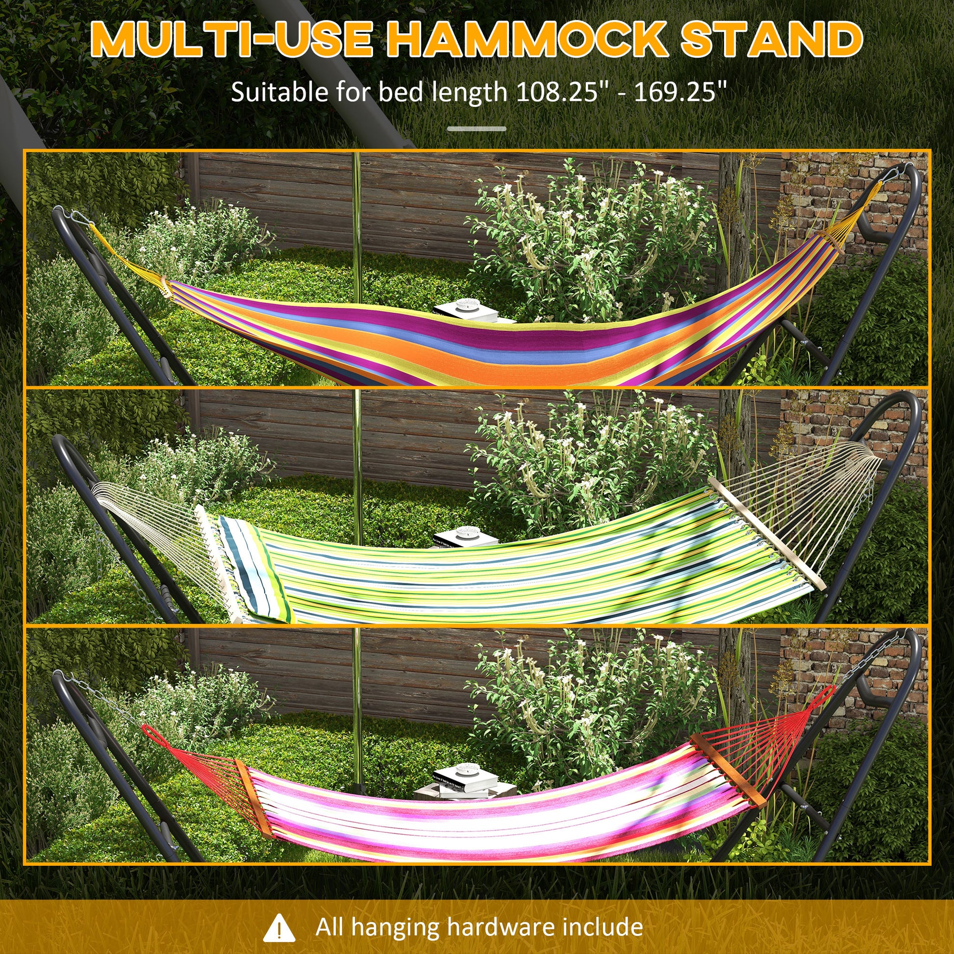 Support Hamac Portable Acier Noir — détail