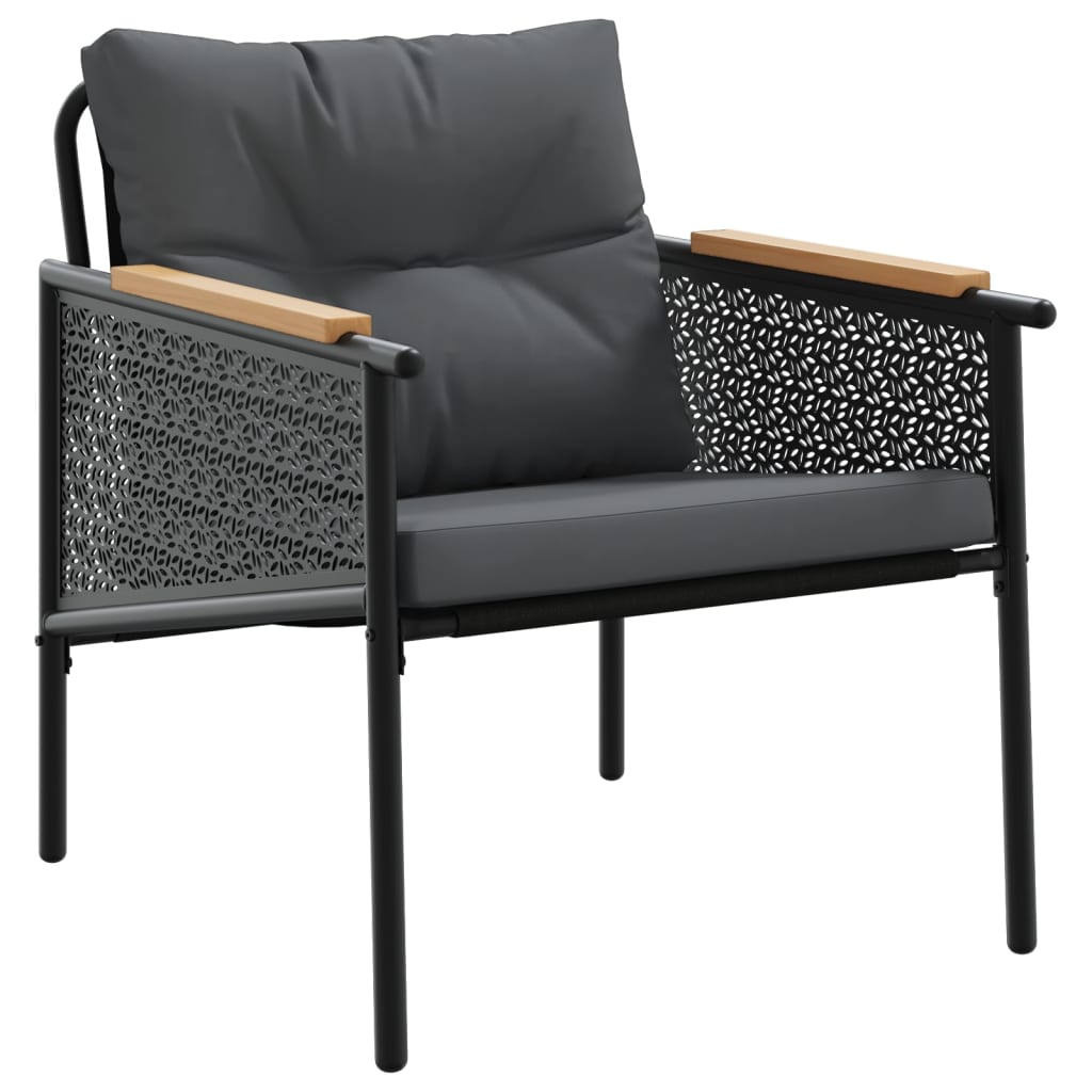 Salon de balcon 4 pièces acier anthracite coussins banc – ensemble mobilier terrasse balcon compact