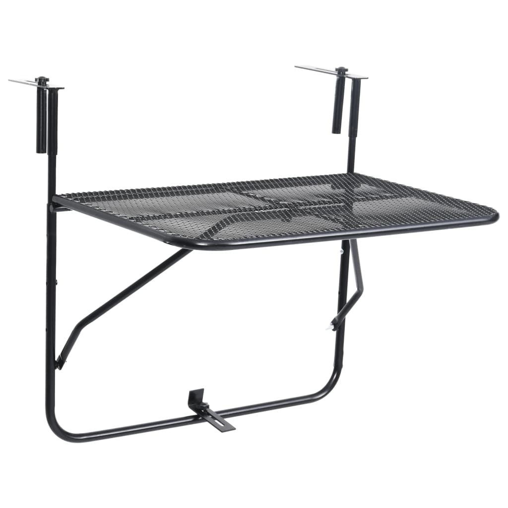Table balcon accroché rambarde 60x40 cm acier noir réglable – table appoint terrasse industrielle