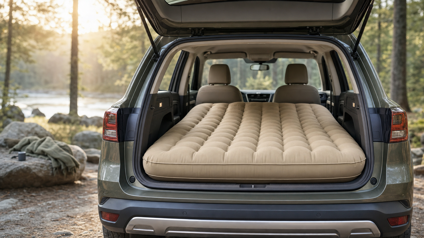 Matelas gonflable voiture SUV - lit coffre camping 2 personnes