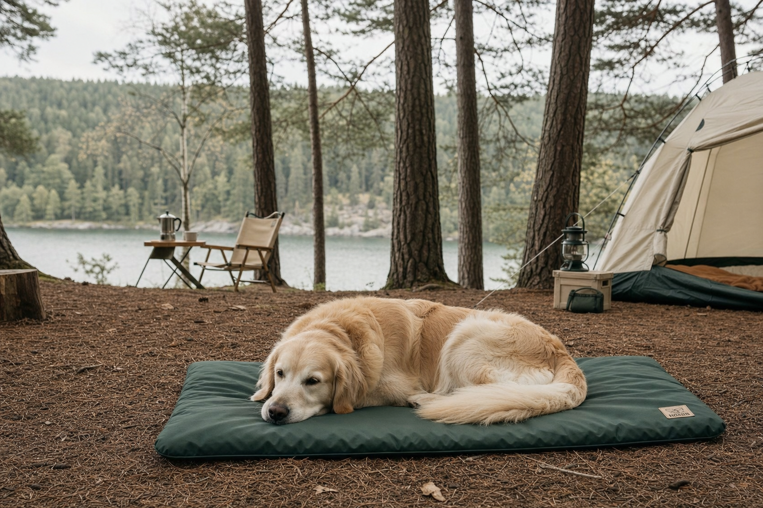 Matelas chien imperméable antidérapant — scène outdoor