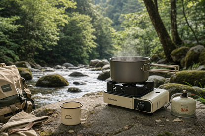 Réchaud camping gaz pliable — scène forêt